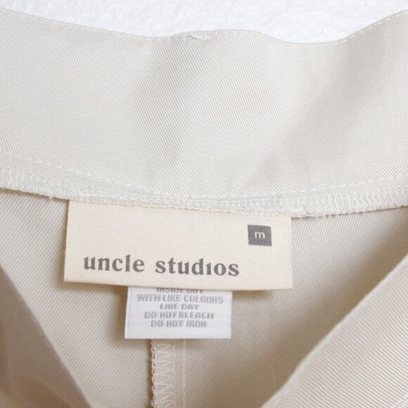 NEW Uncle Studios Cargo Pant Straight Leg High Rise Button Fly Cream Tan Medium - Picture 7 of 8